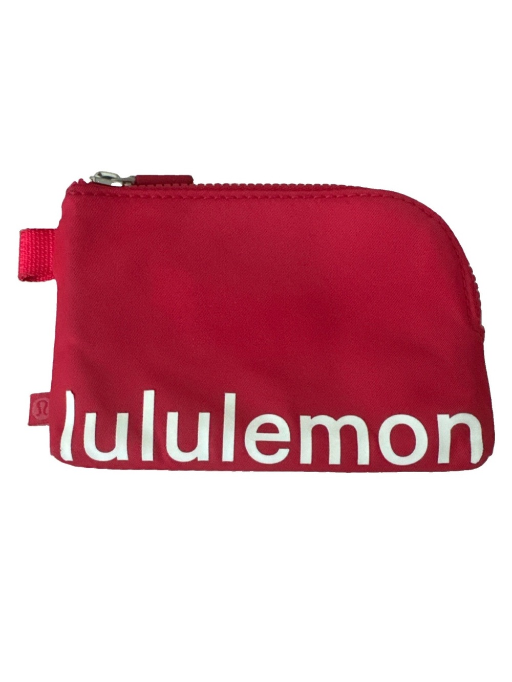 Lululemon Clippable Card Pouch Wallet - Red - White GUC Clean Travel Gym Yoga